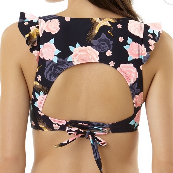 Time & Tru Floral Ruffle Bikini Top - Picture 2 of 9